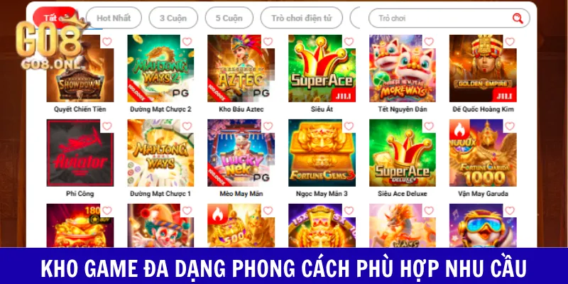 Kho game đa dạng phong cách phù hợp nhu cầu